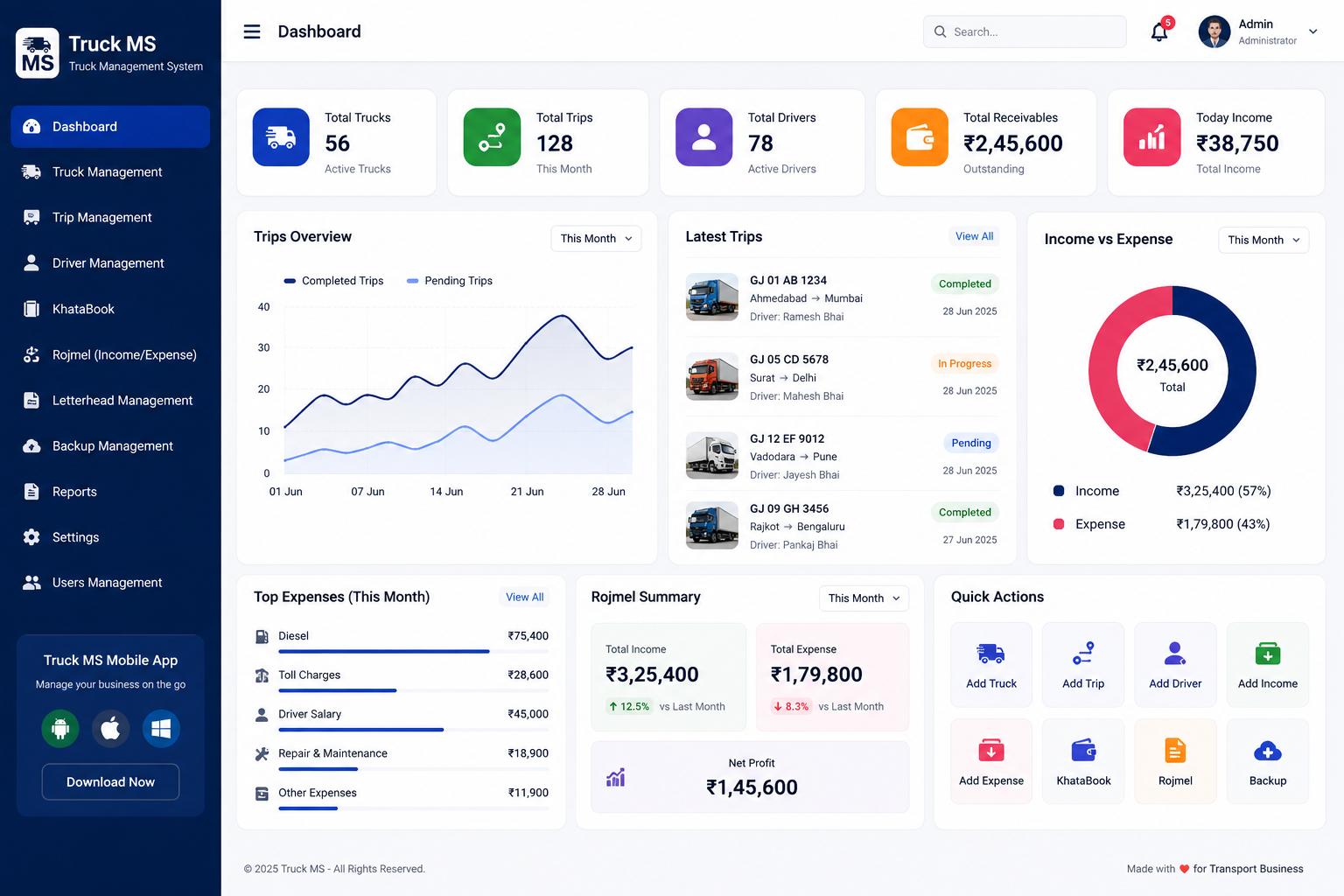 Truck Management System software